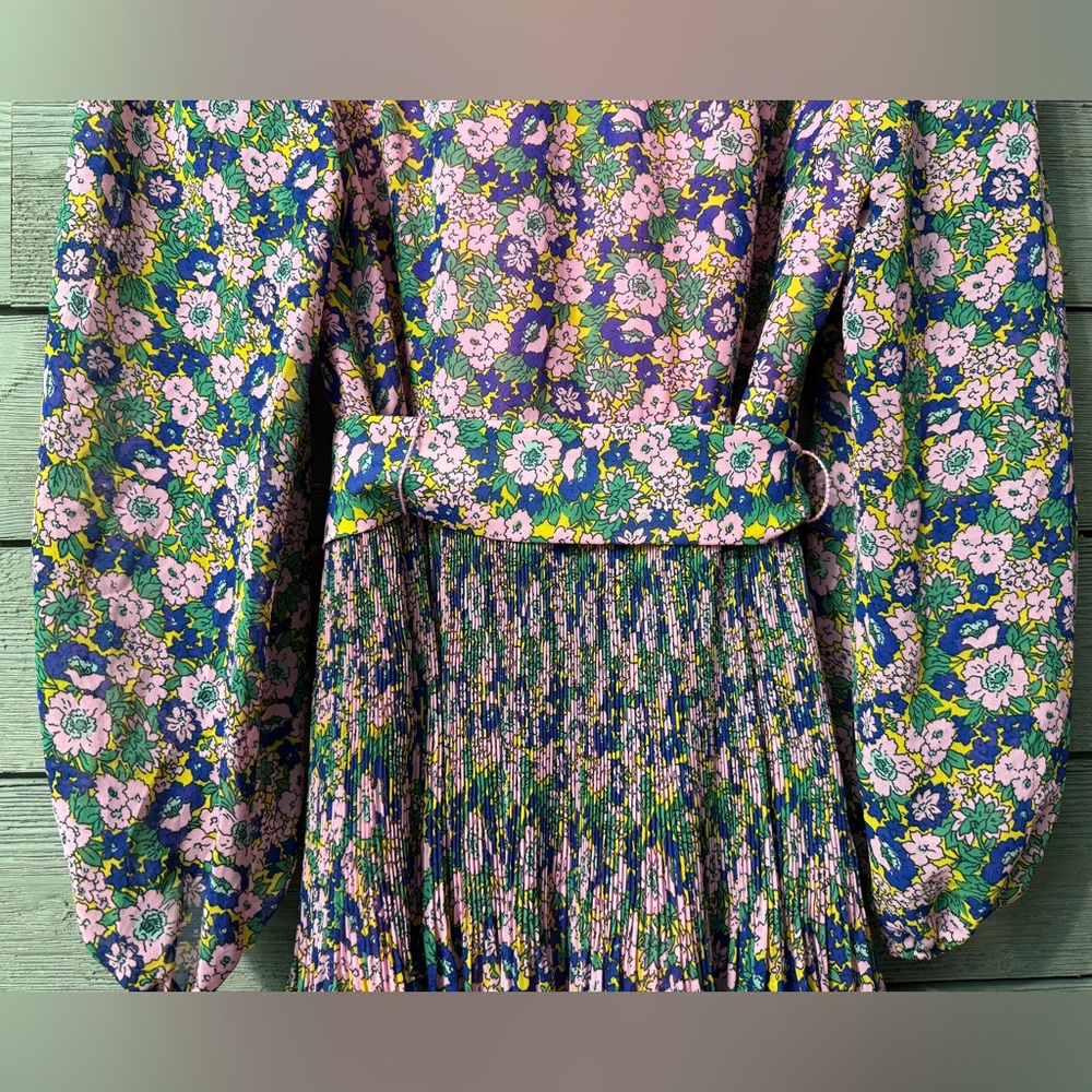 NWT Boden Plisse Pink Floral Ruffle Mini Dress Sz 8 - Picture 14 of 16